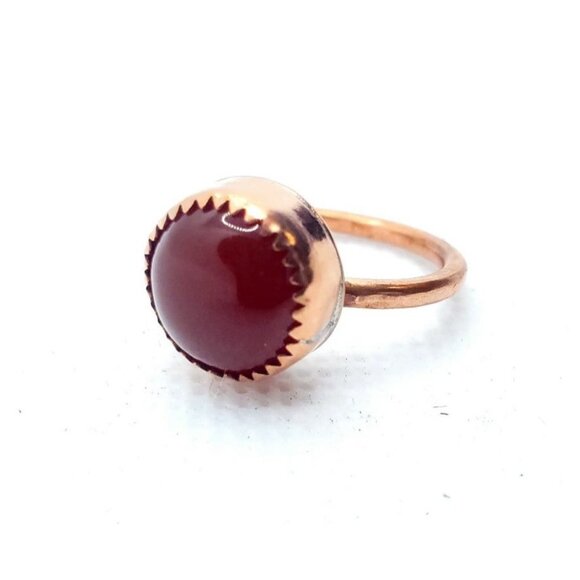 Hand Crafted Jewelry - Red onyx copper crystal ring handmade